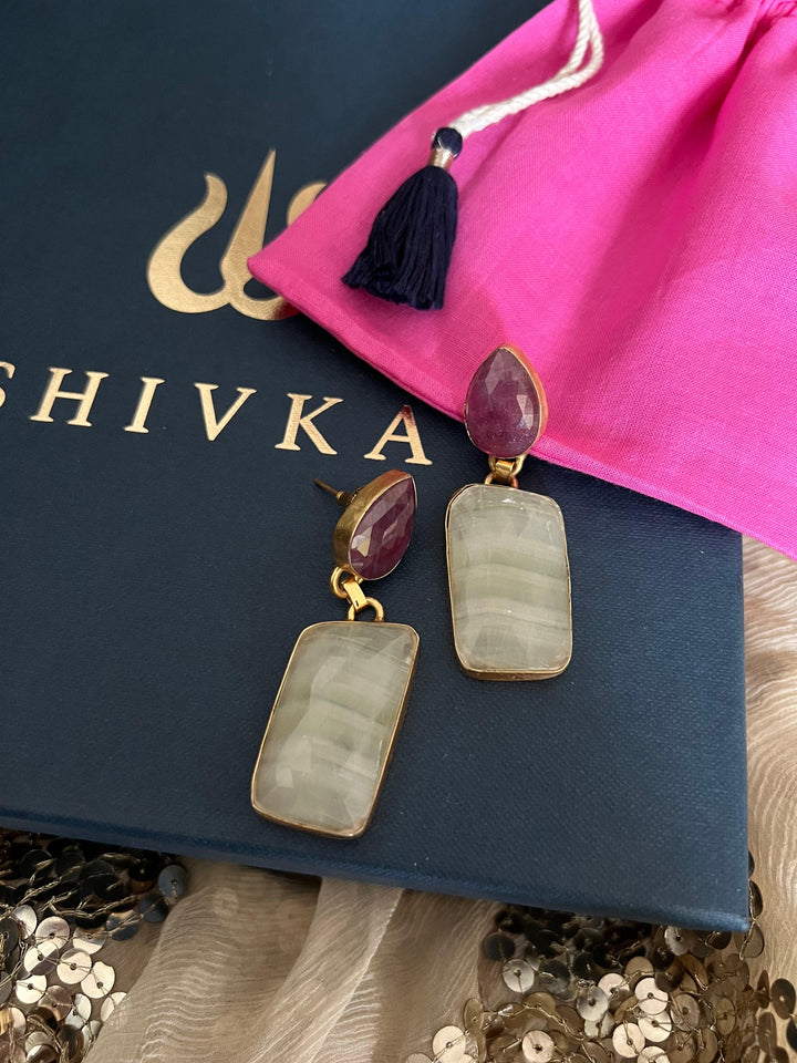 Premium Ruby and Sapphire Earrings - SHIVKA
