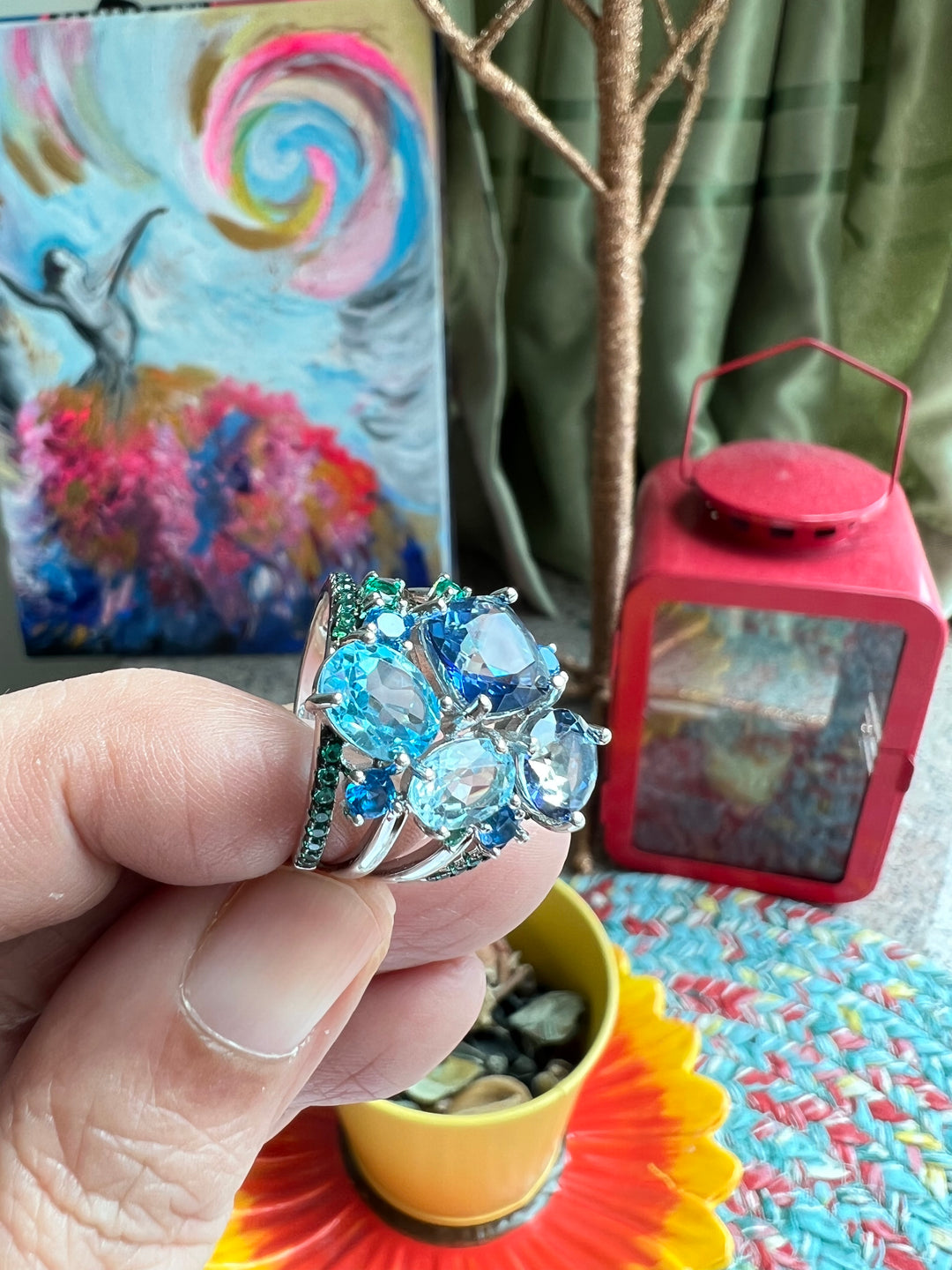 Designer Pure Silver Mystic Quartz Ring