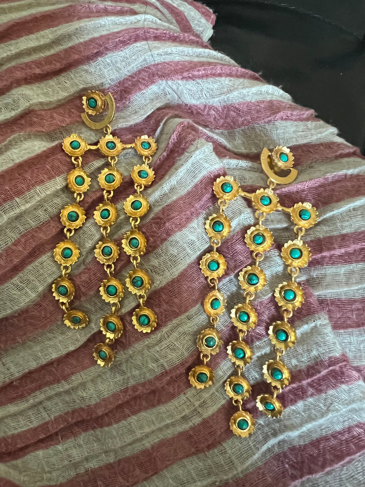 Statement Turquoise Flowers Earrings