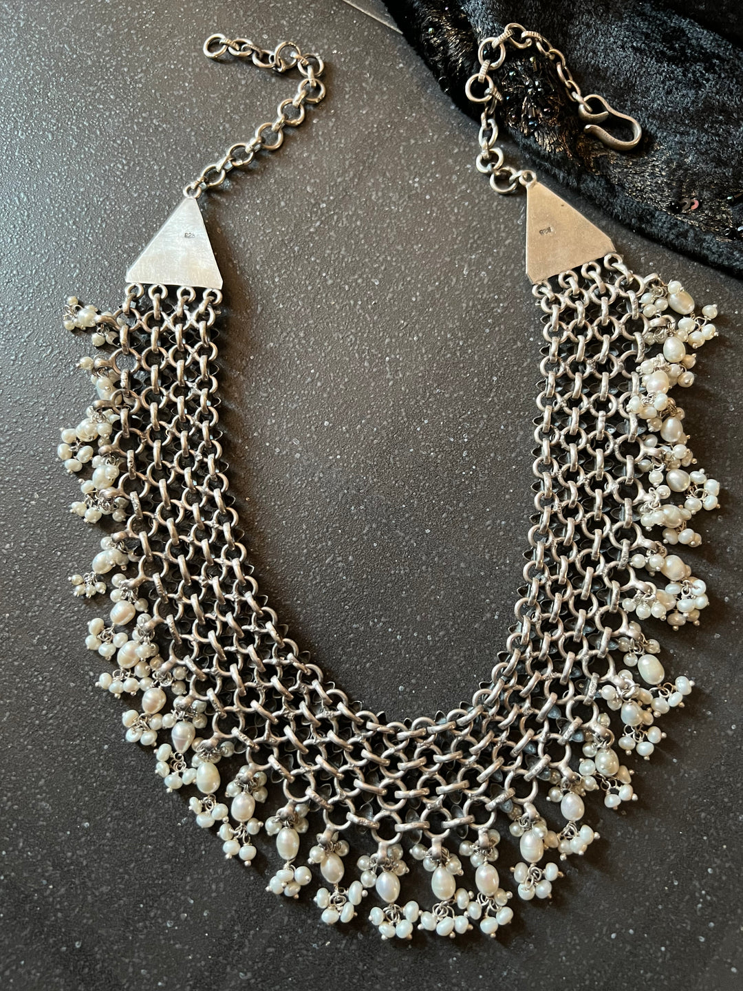 Vintage Pure 925 Silver Necklace with Earrings