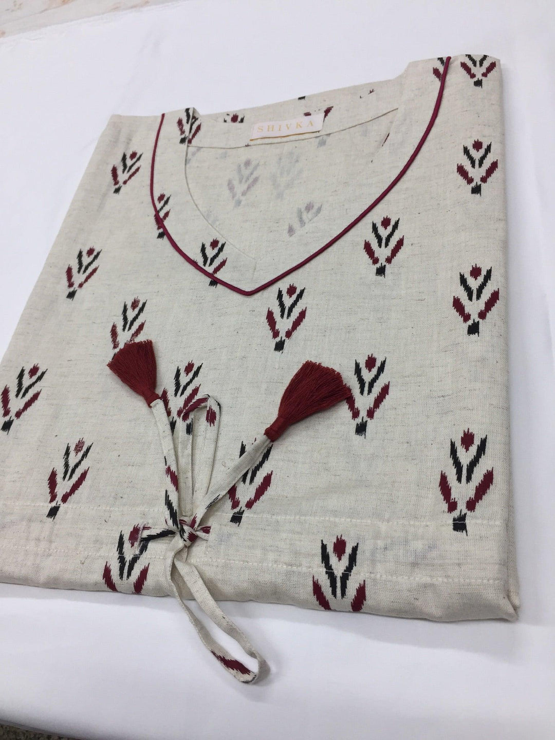 Indian Print Cotton Kaftan - SHIVKA