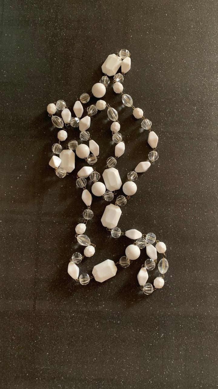 White Beads and Crystal Necklace - SHIVKA