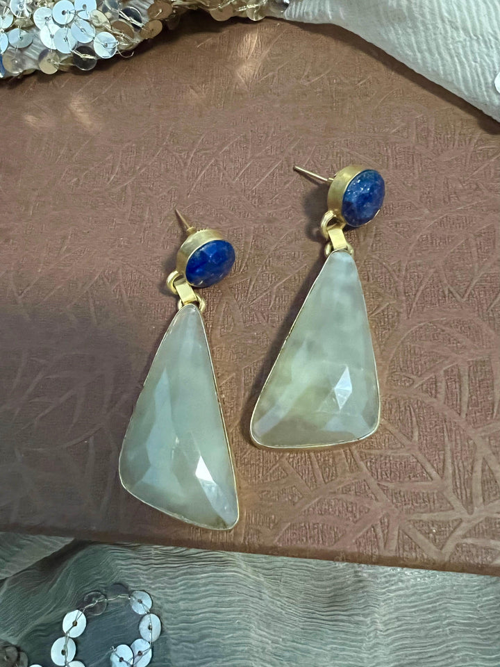 Lapis and Lemon Quartz Earrings - SHIVKA