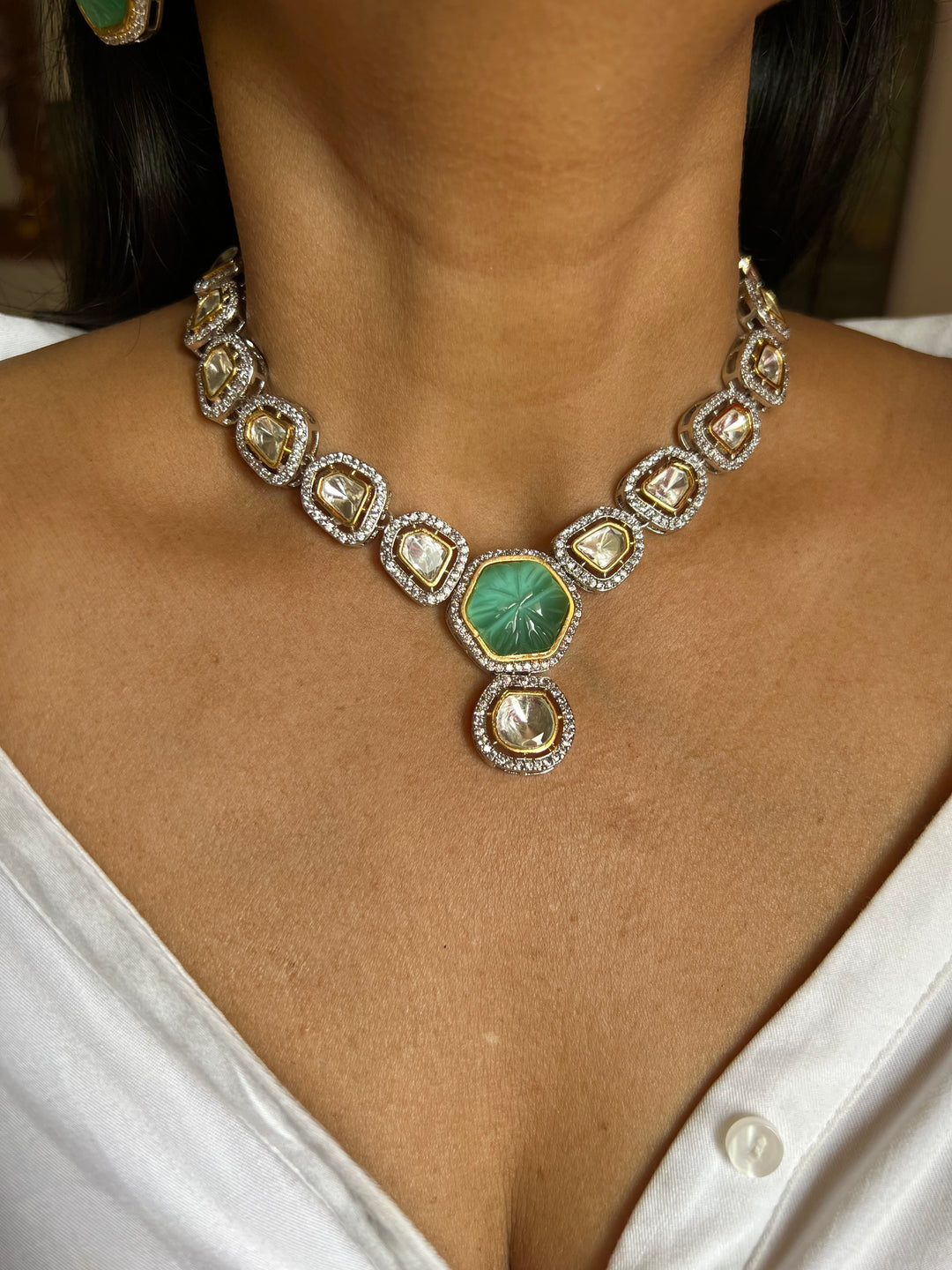 Victorian Kundan Necklace with Earrings