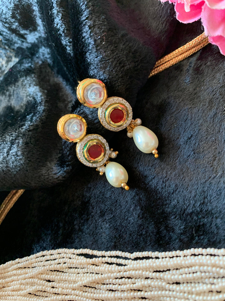 Miniature Pearl Kundan Choker with Earrings - SHIVKA