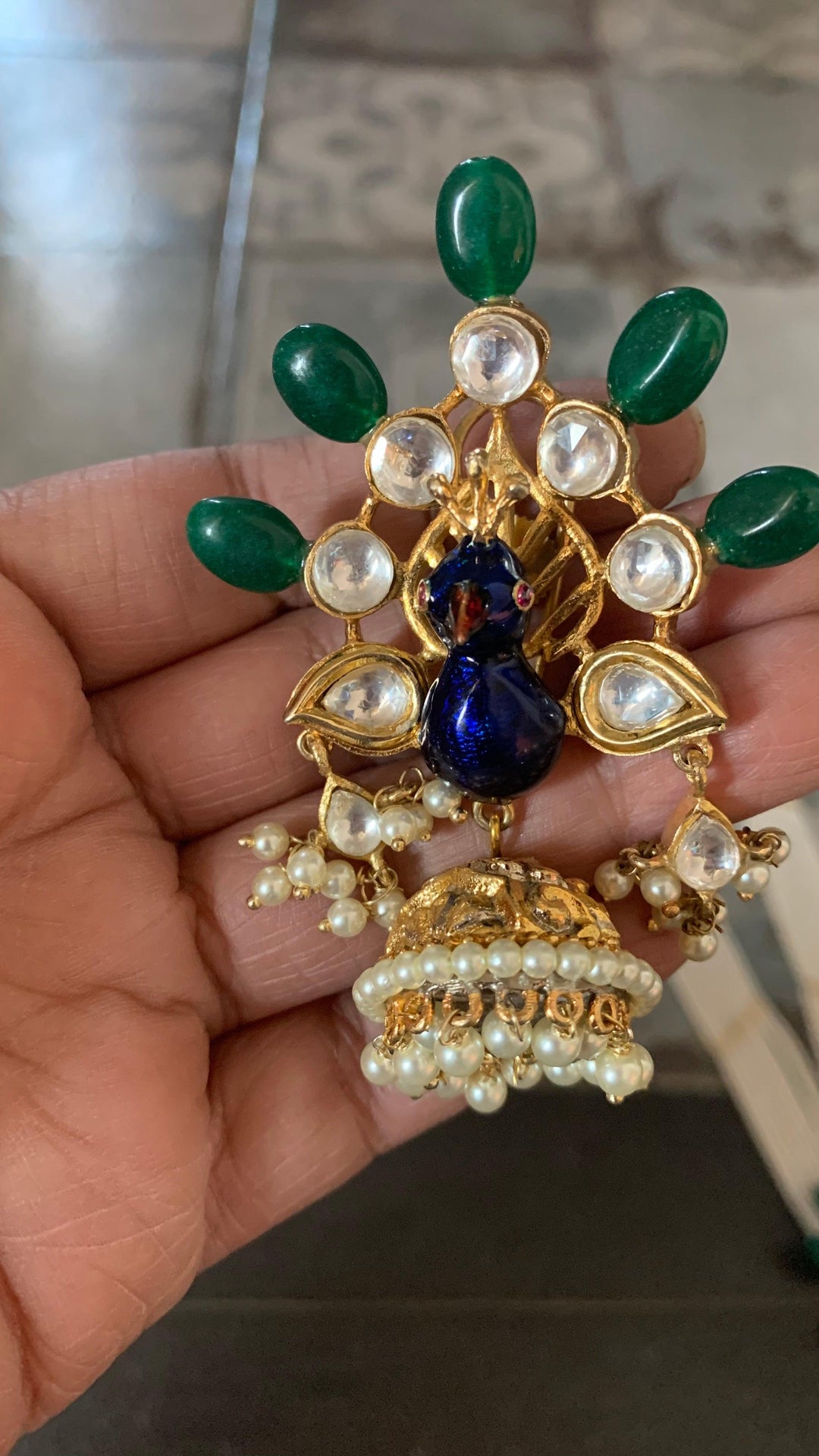 Gorgeous Peacock Pendant Necklace with Statement Jhumkas - SHIVKA