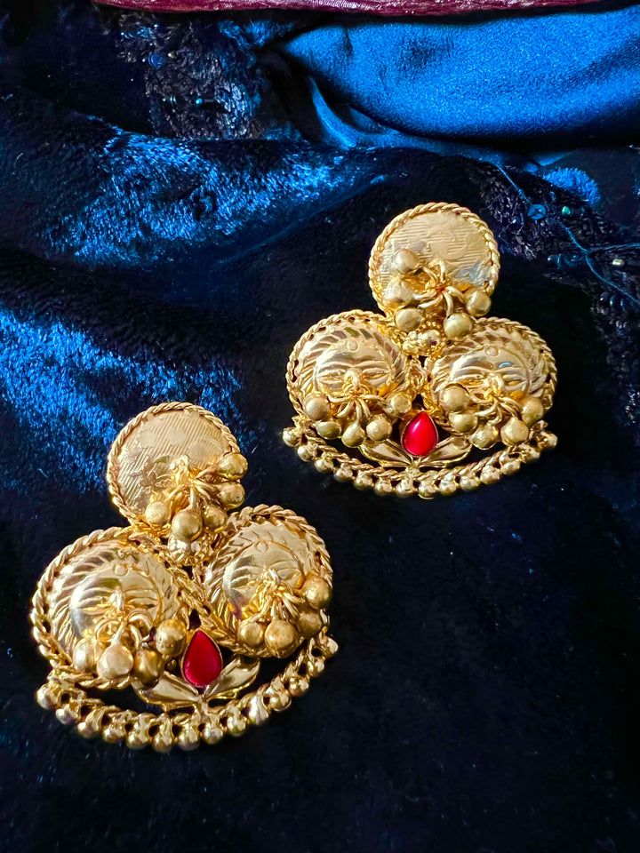 Designer Gold Tone Stud Earrings