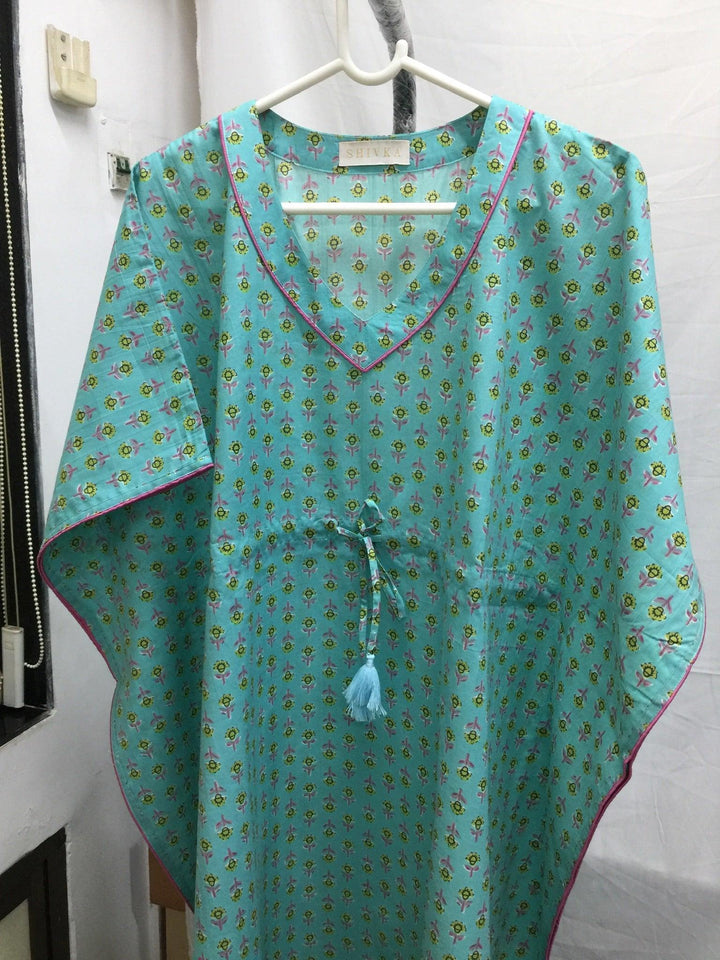 Indian Print Cotton Kaftan - SHIVKA