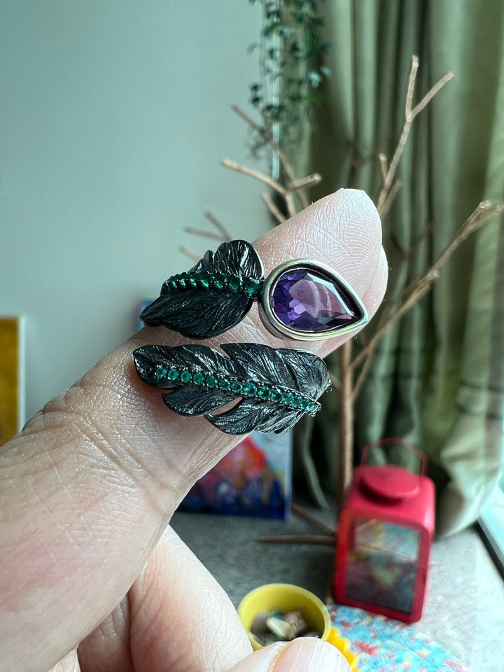 Vintage Pure 925 Silver Amethyst  Ring - SHIVKA