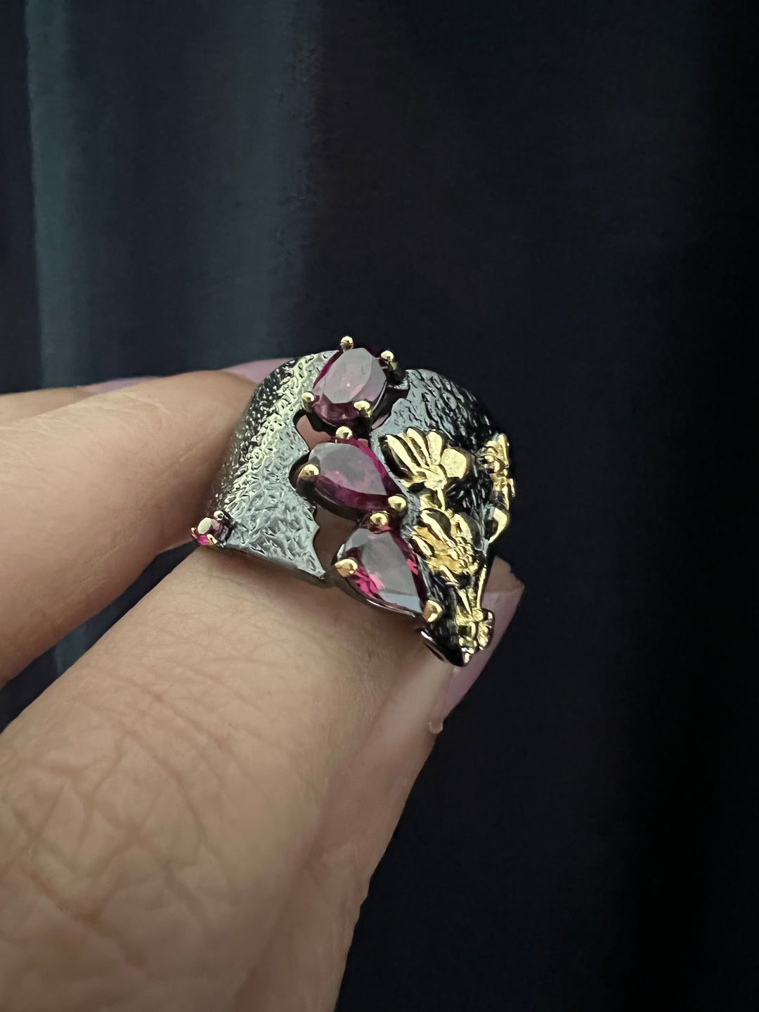 Designer Pure Silver Rhodolite Ring