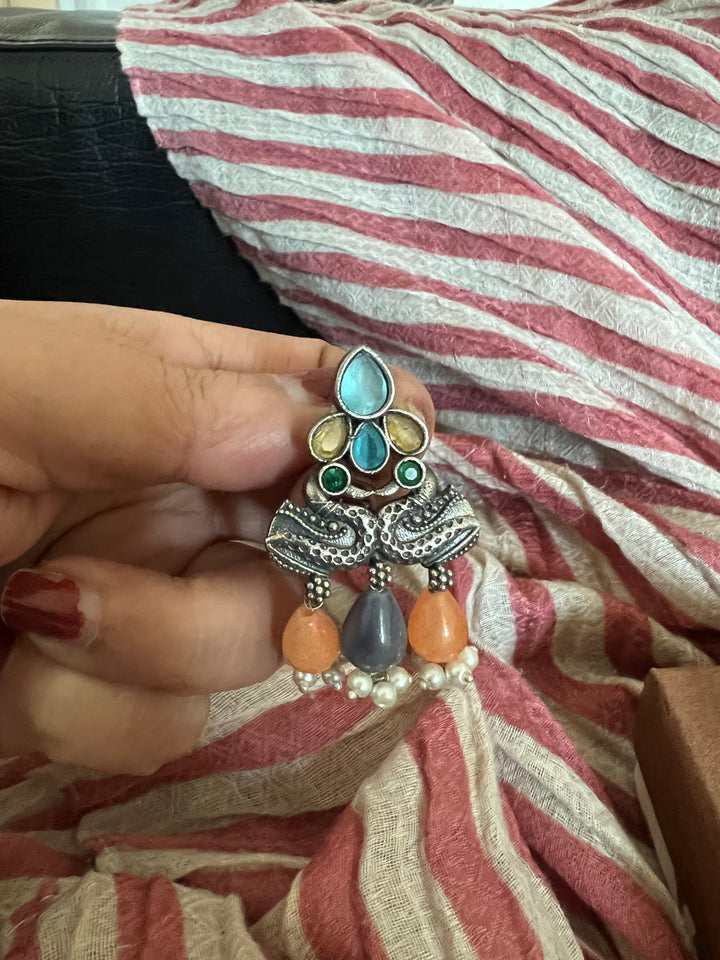 Antique Twin Peacock Choker with Earrings