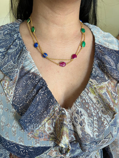 Multi Gemstones Long Necklace - SHIVKA