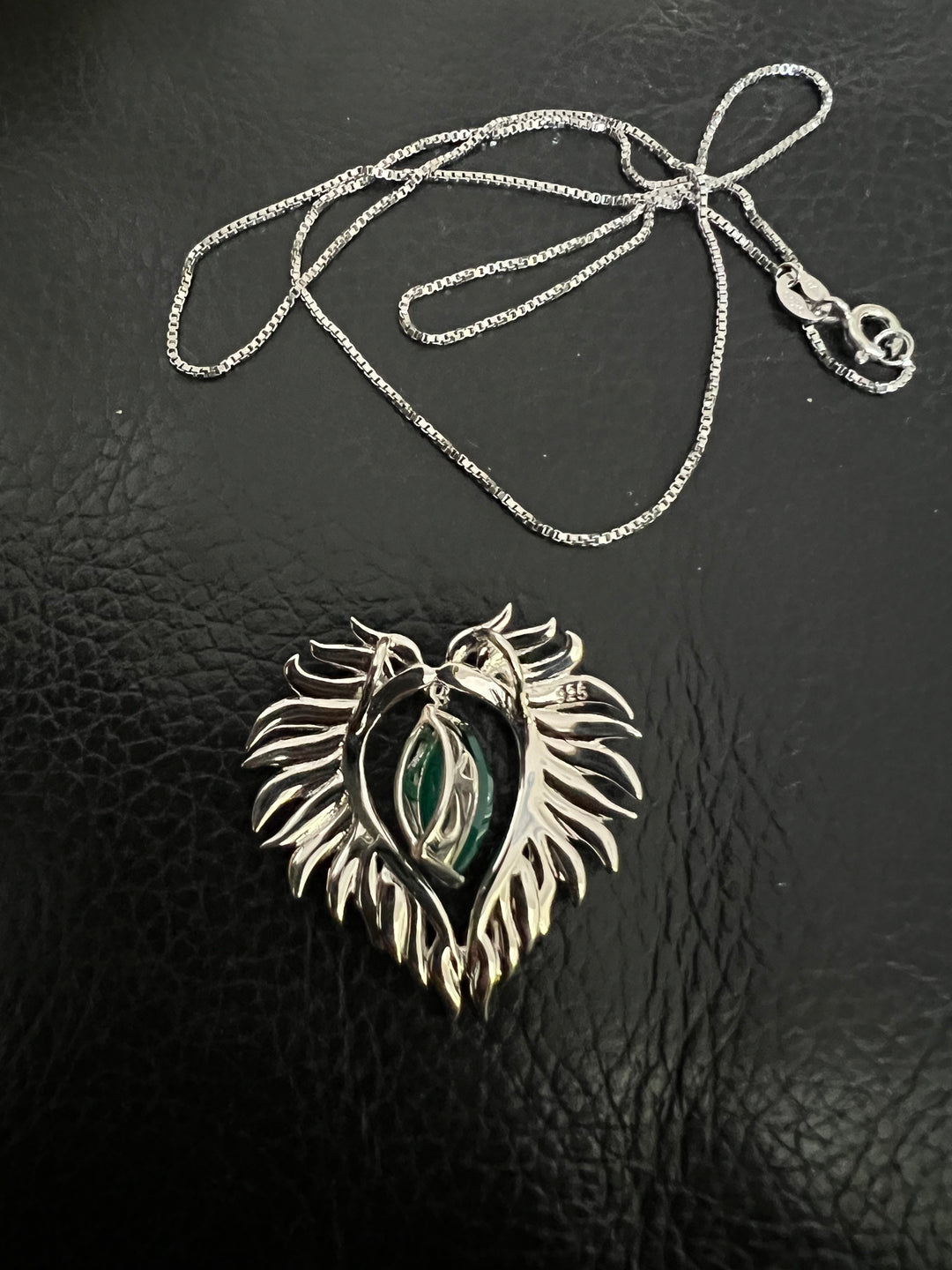 Elegant Agate Stone 925 Silver Pendant Chain Necklace Set | SHIVKA | Lightweight Dinner Jewelry