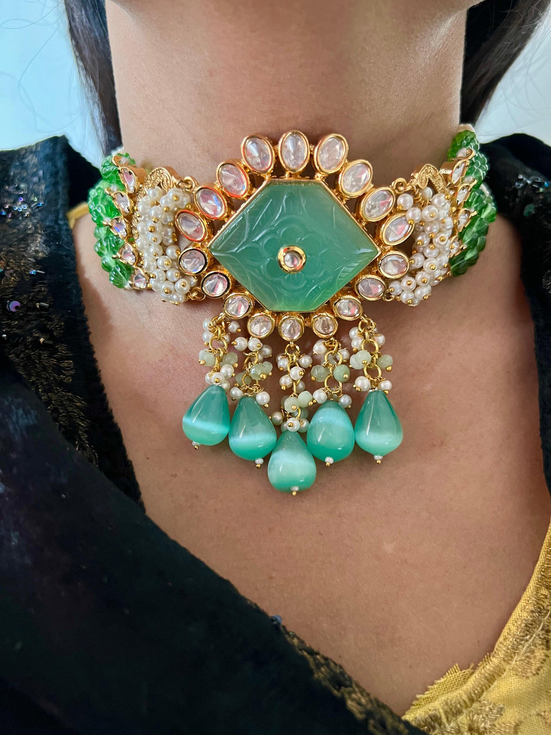 Gorgeous Kundan Choker with Statement Earrings - SHIVKA
