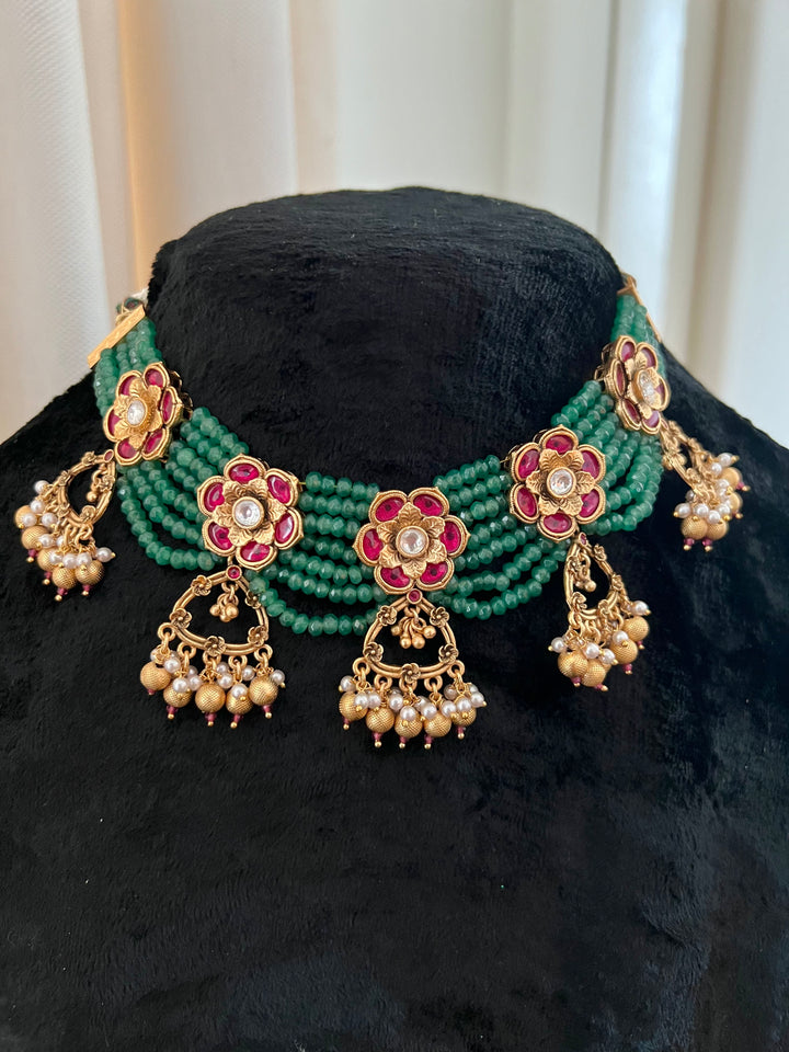 Kundan Wedding Collar Necklace with Earrings