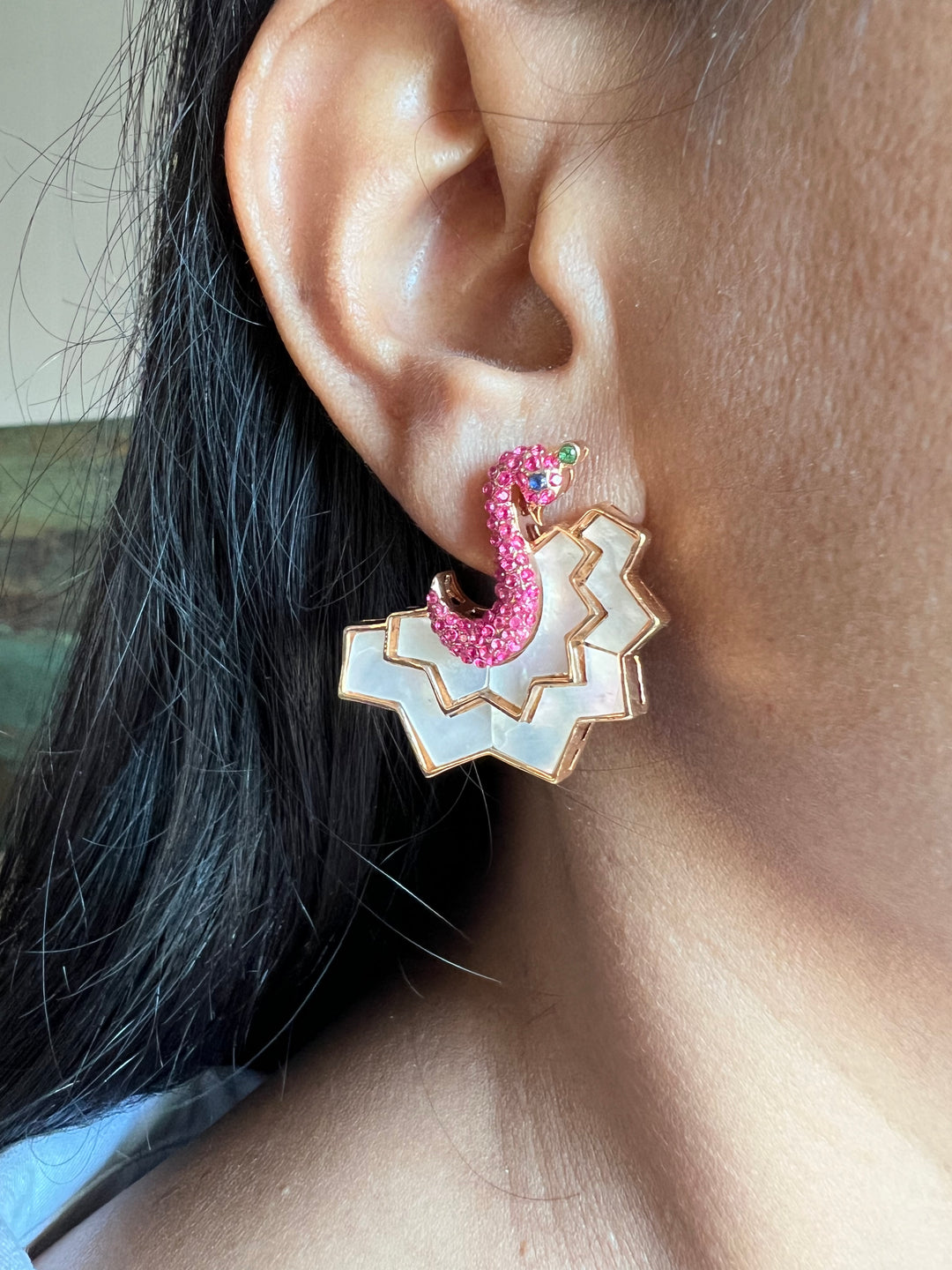 Mother of Pearl Swan Studs