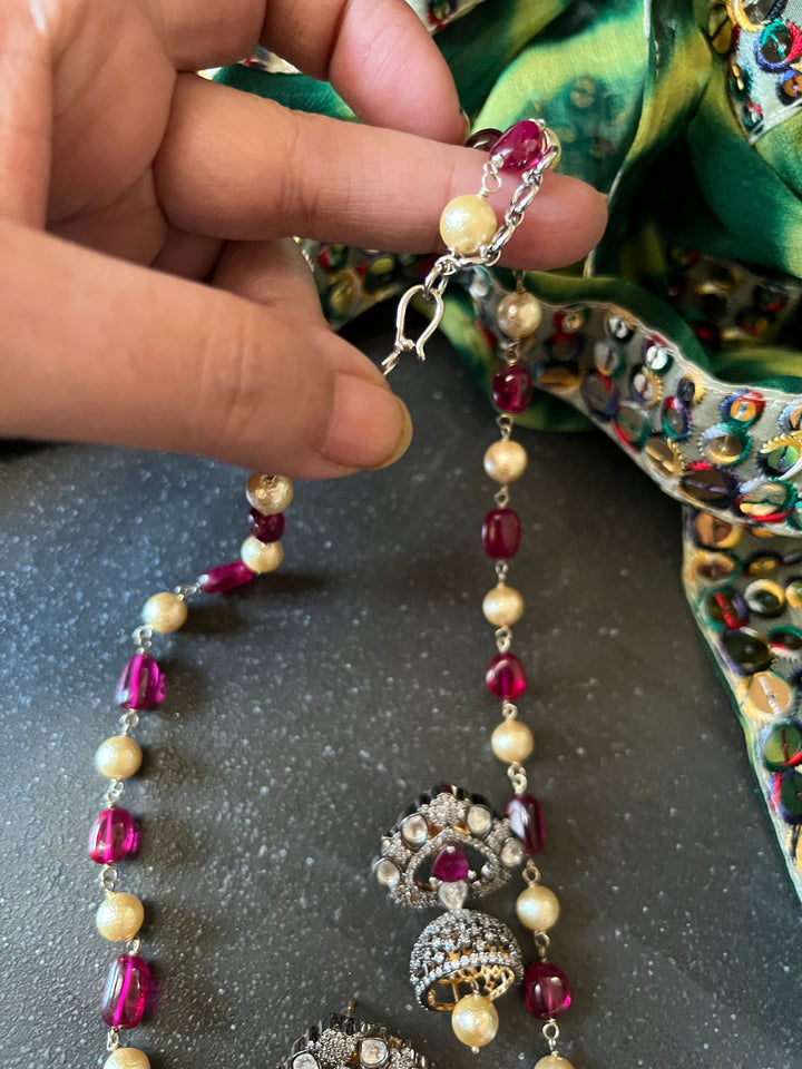 Victorian Pendant Necklace with Jhumka Earrings