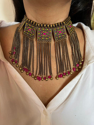 Tribal Necklace with Danglers - SHIVKA