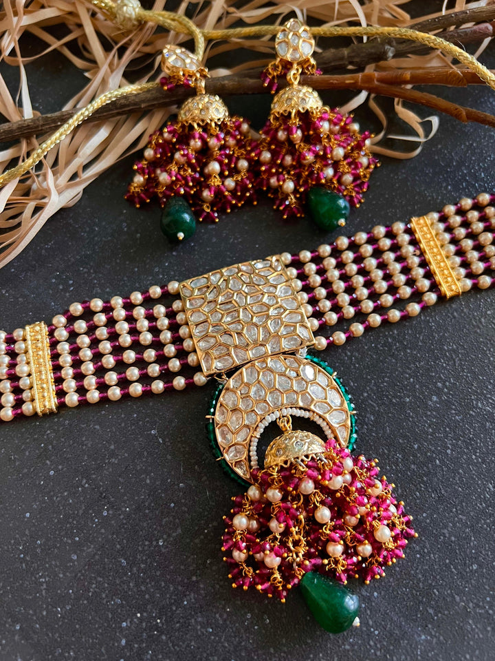 Kundan Choker with Statement Earrings - SHIVKA