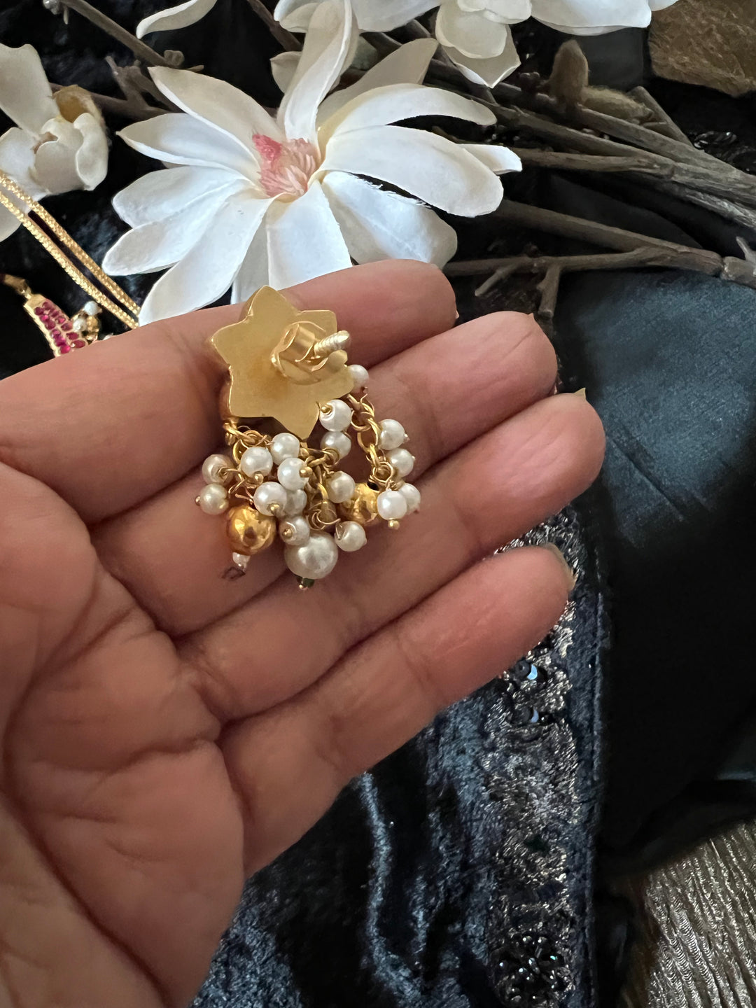 Designer Wedding Necklace with Kundan Earrings/ Antique Kempu Mayura Necklace