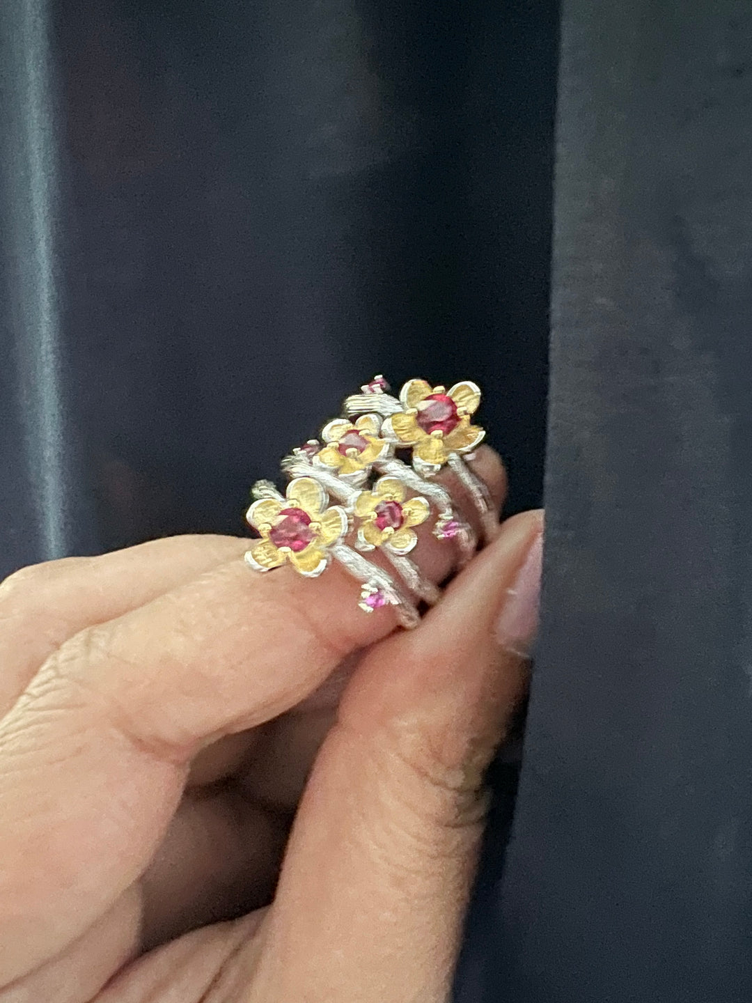 Designer Pure Silver Rhodolite Ring