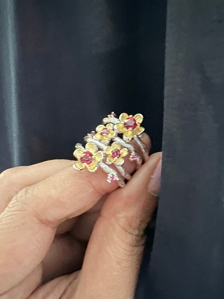 Designer Pure Silver Rhodolite Ring