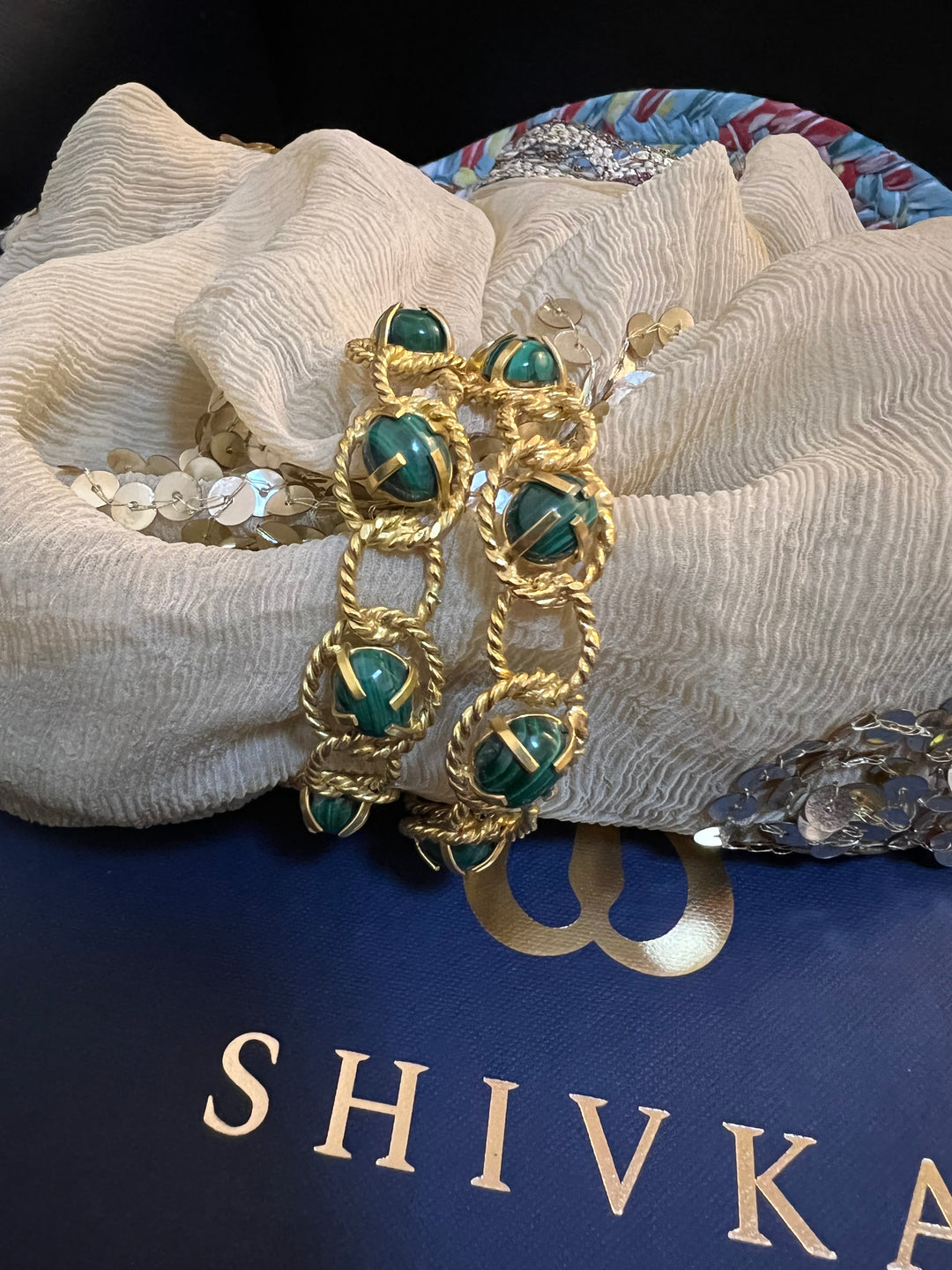 Designer Malachite Hoops