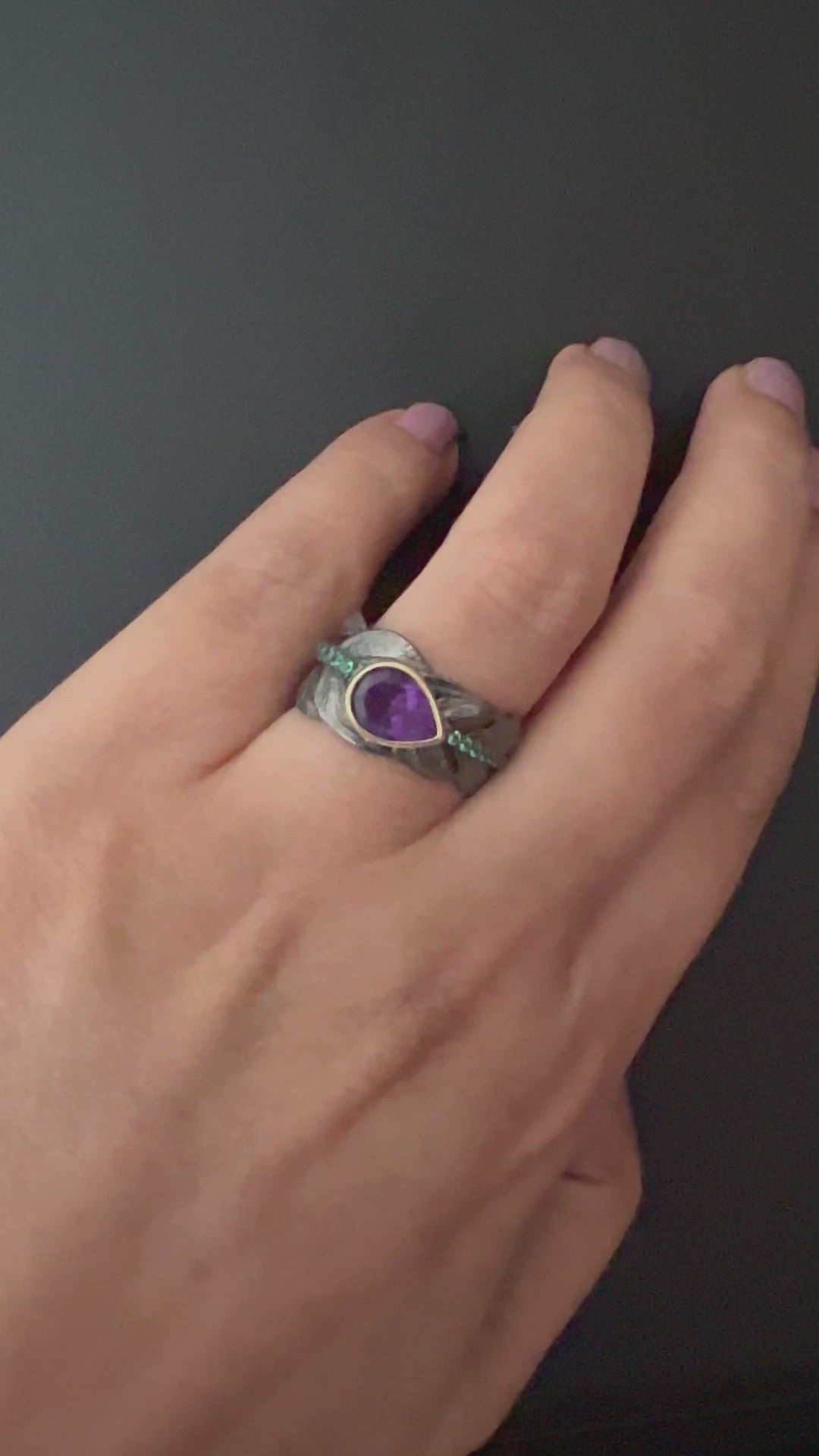 Vintage Pure 925 Silver Amethyst  Ring
