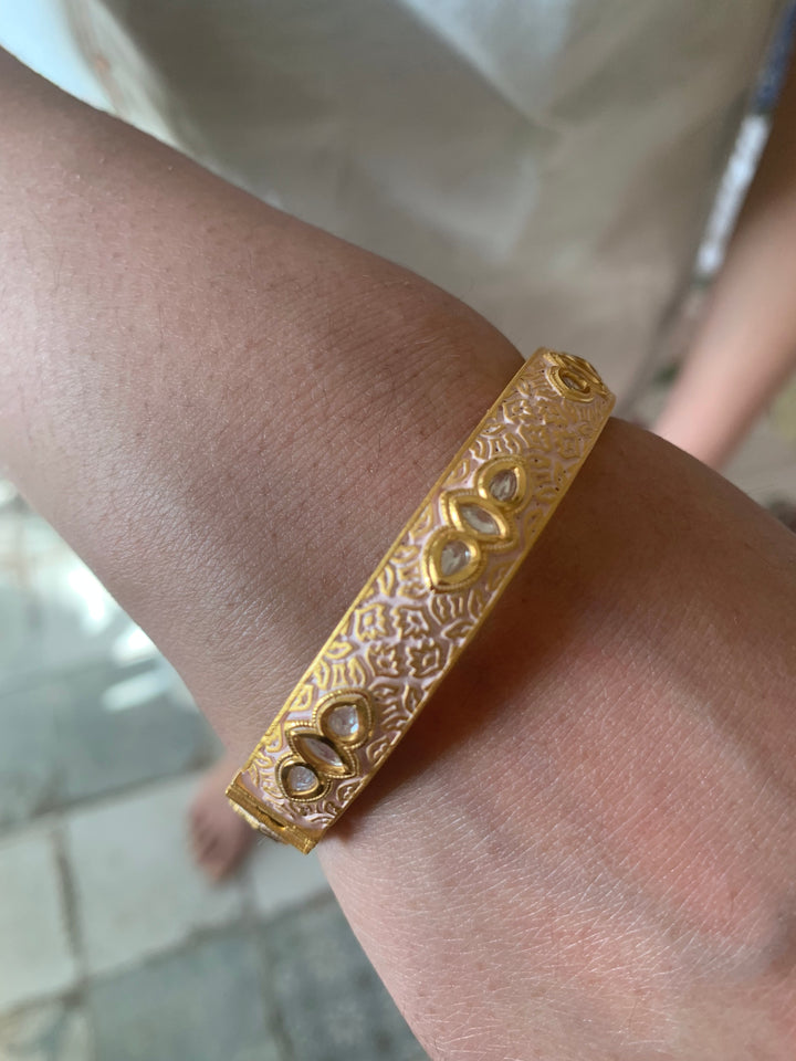 Classic Pink Kundan Meenakari Bangles- Set of 2