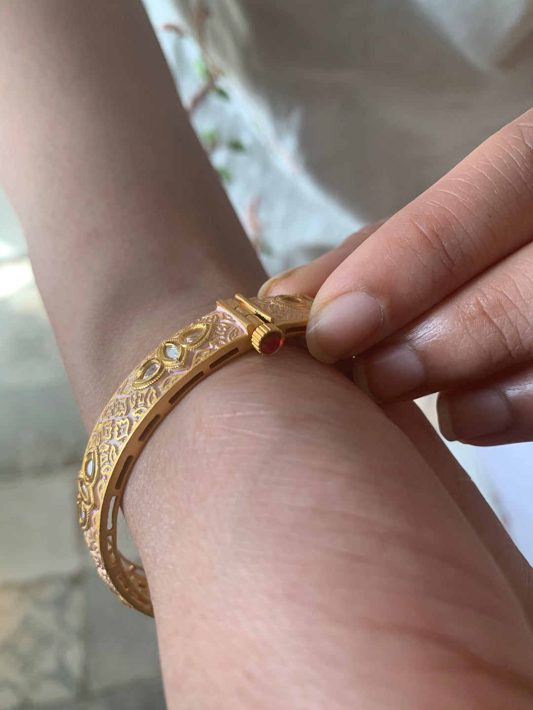 Classic Pink Kundan Meenakari Bangles- Set of 2