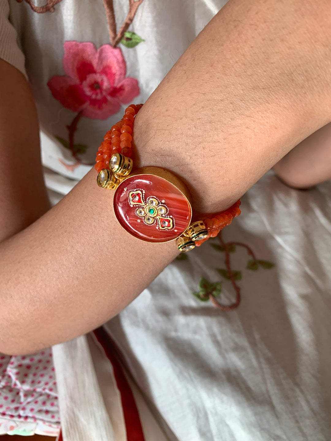 Orange Bead Affair Bracelet - SHIVKA