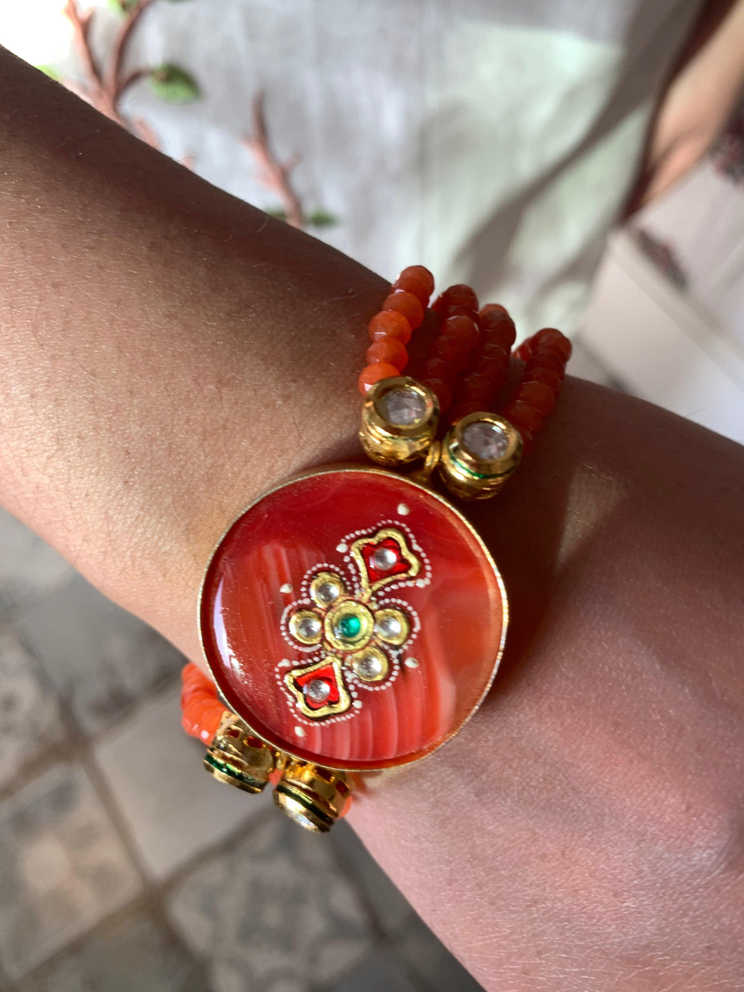 Orange Bead Affair Bracelet - SHIVKA