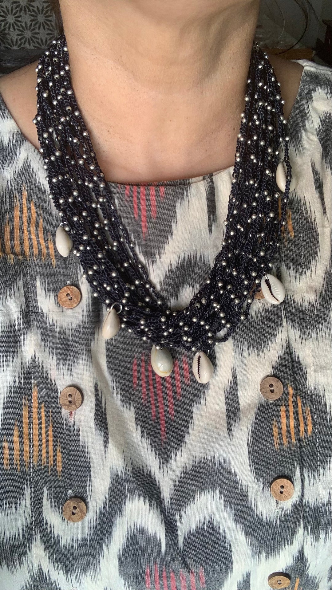 Blue and Silver Beads Short Necklace