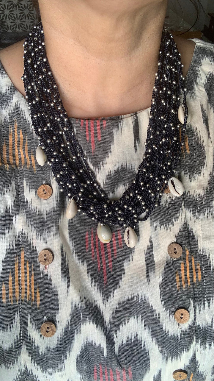 Blue and Silver Beads Short Necklace