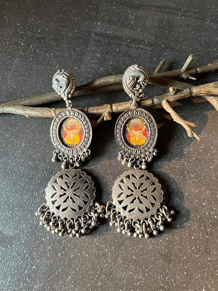 Hand-Painted Glass - Pure 925 Silver Earrings