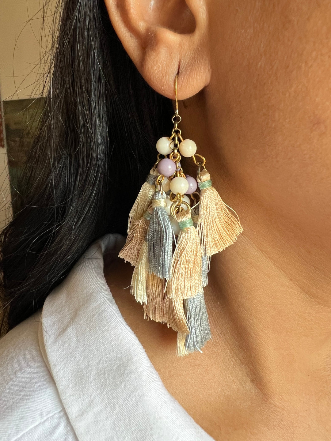 Beads and Silk Thread Earrings