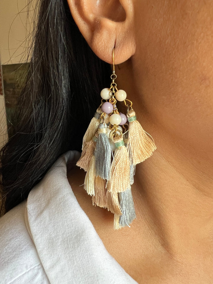 Beads and Silk Thread Earrings