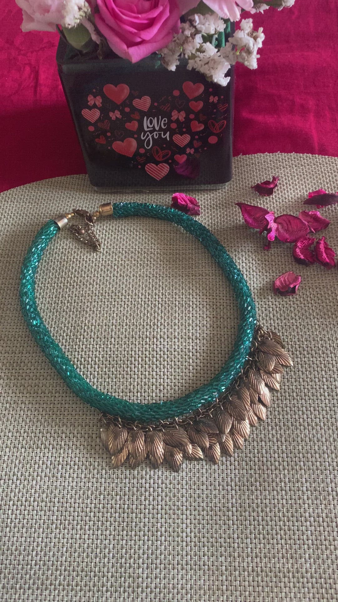 Tasseled Blue Necklace with Earrings