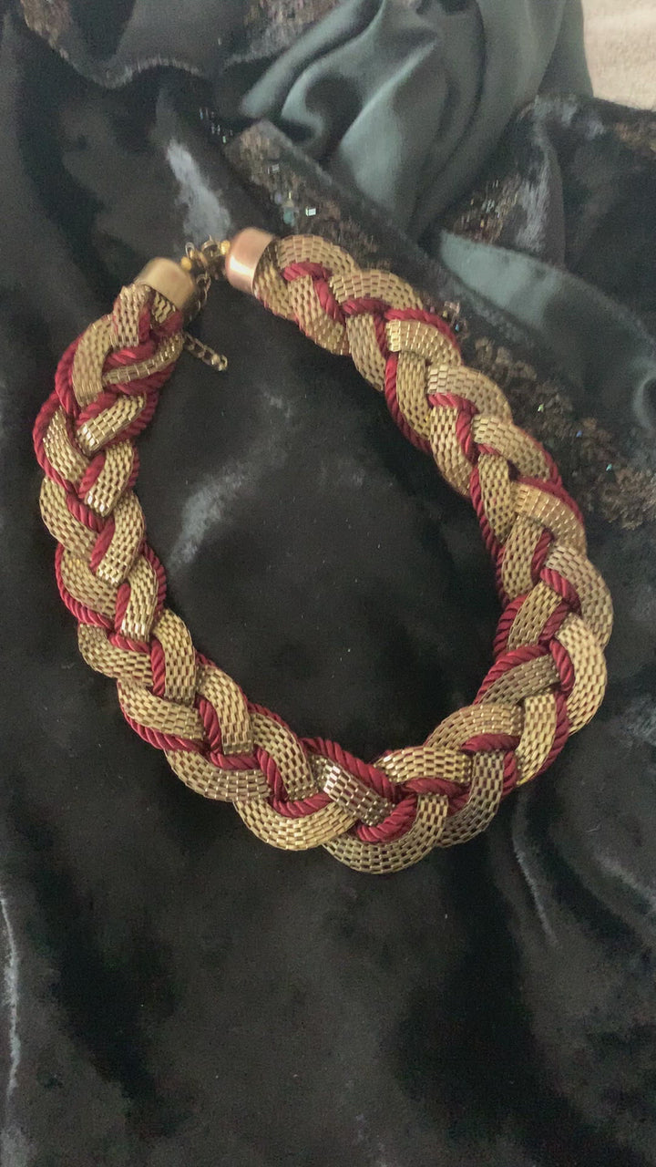 Maroon and Gold Necklace