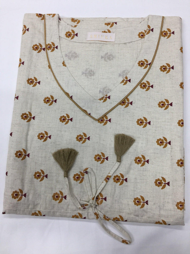 Indian Print Cotton Kaftan - SHIVKA