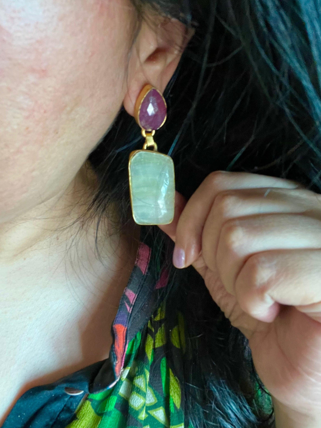 Premium Ruby and Sapphire Earrings - SHIVKA