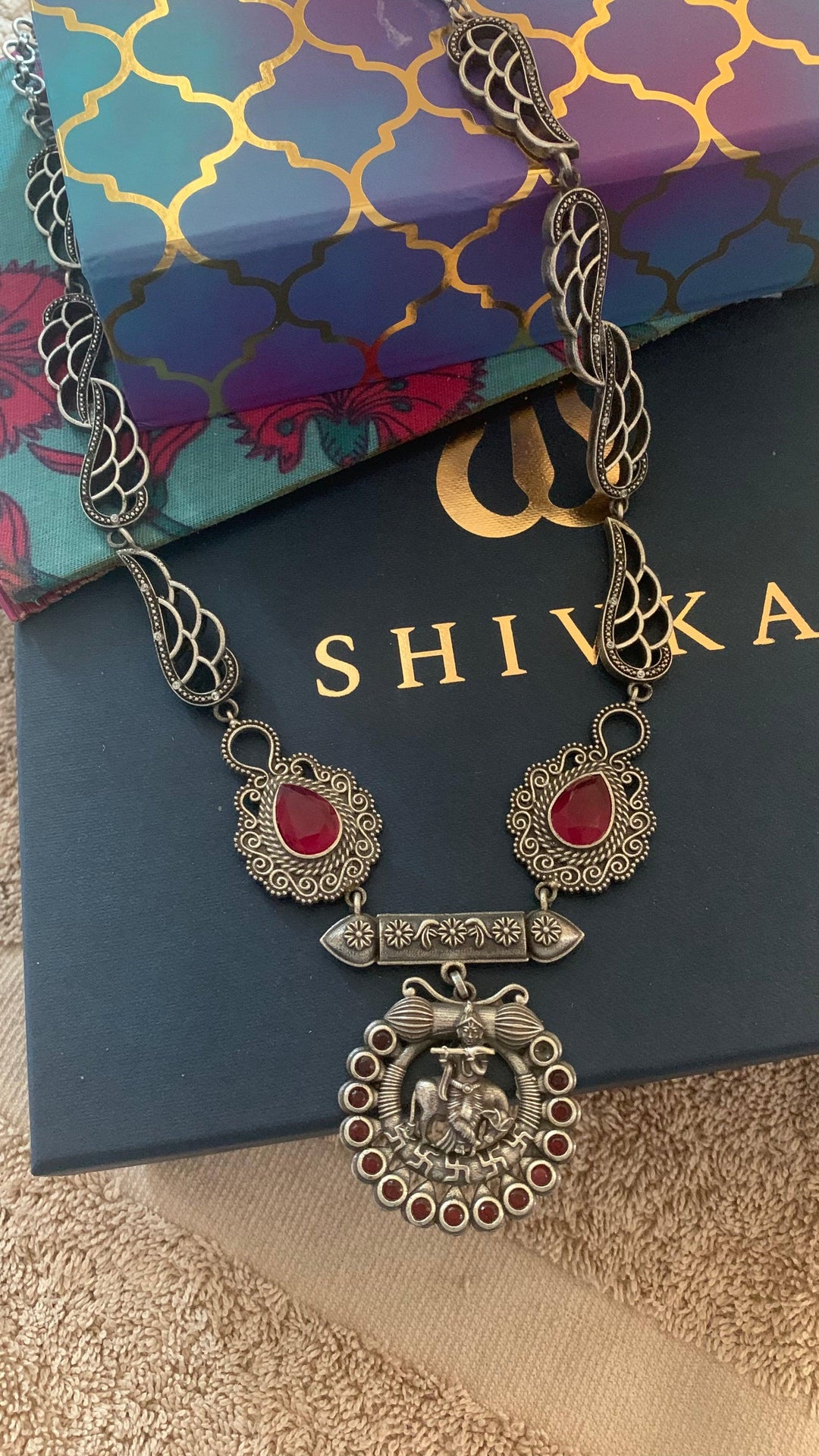 Vintage Krishna Necklace with Statement Earrings - SHIVKA