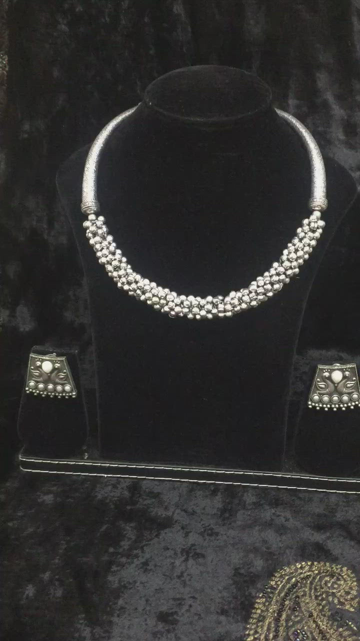 Antique Ghungroo Necklace with Peacock Studs