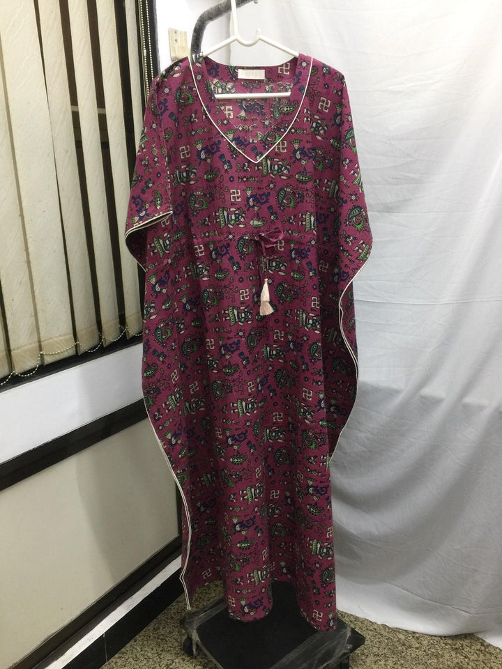 Indian Print Cotton Kaftan - SHIVKA