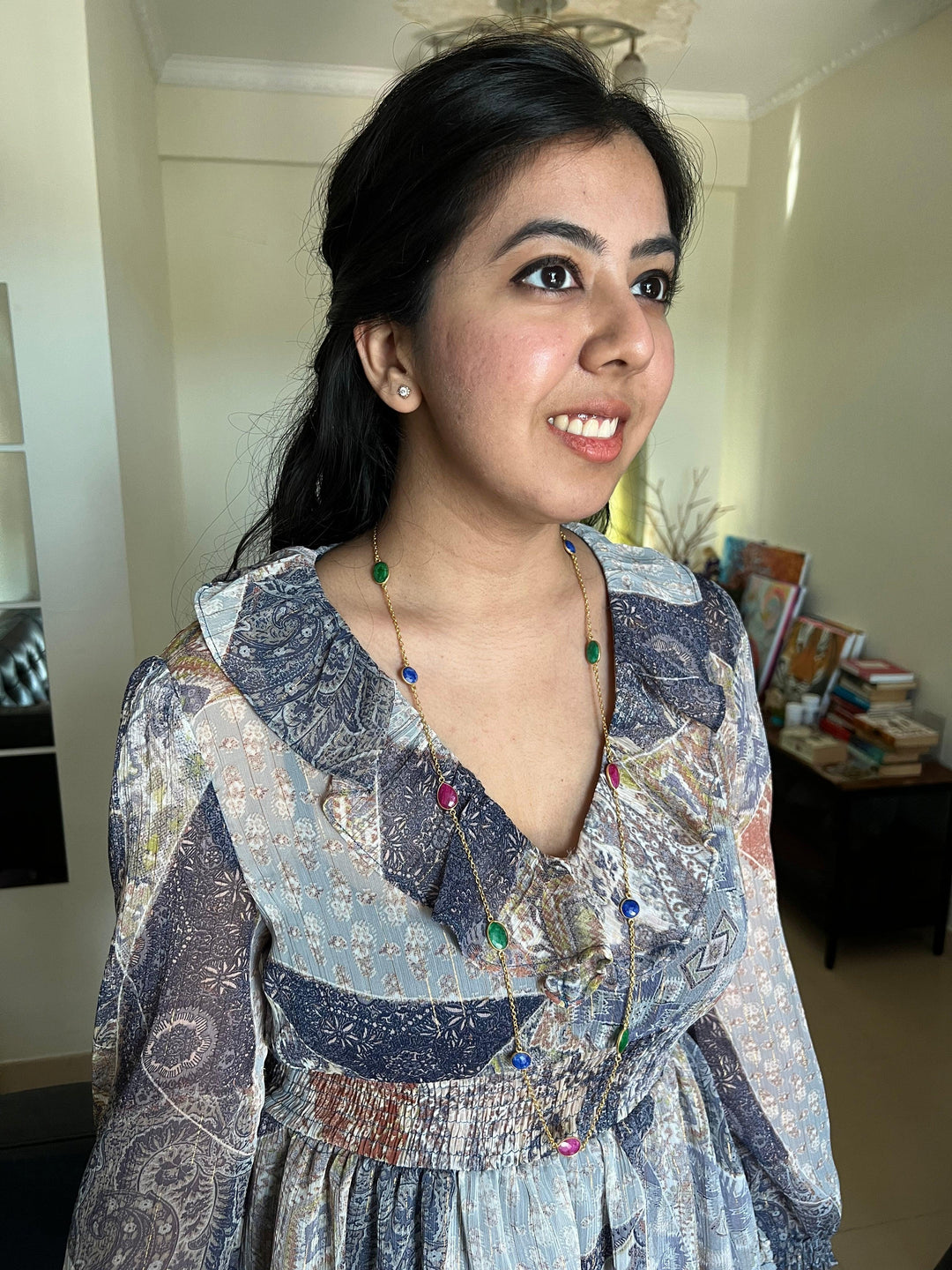 Multi Gemstones Long Necklace - SHIVKA