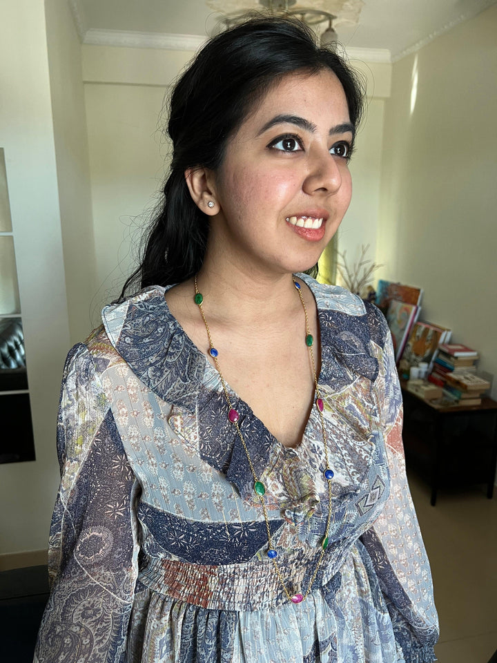 Multi Gemstones Long Necklace - SHIVKA