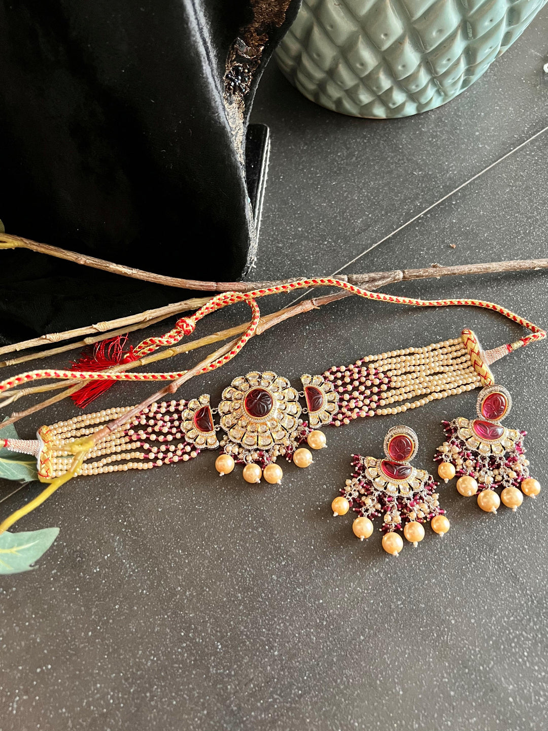 Gorgeous Kundan Choker with Statement Earrings - SHIVKA