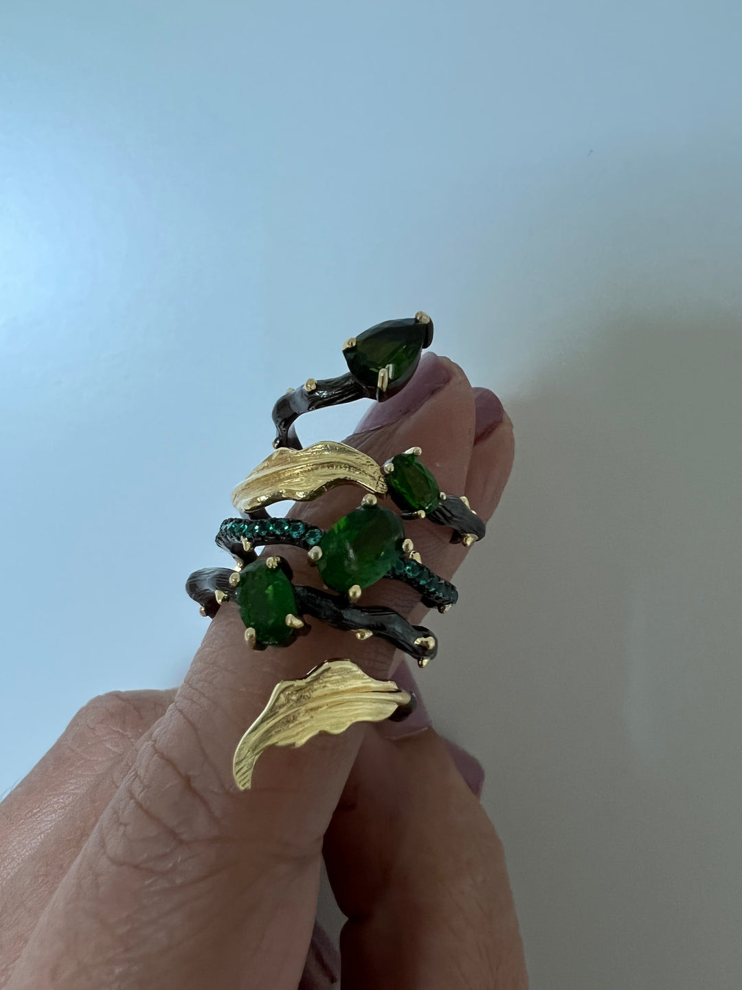 Designer Pure Silver Chrome Diopside Ring