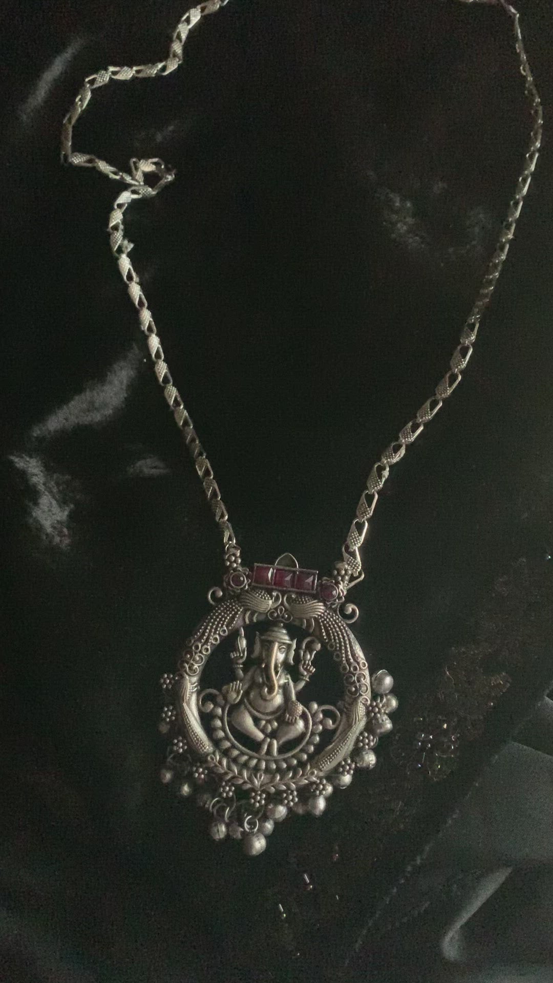 Antique Ganesha Pendant Long Necklace