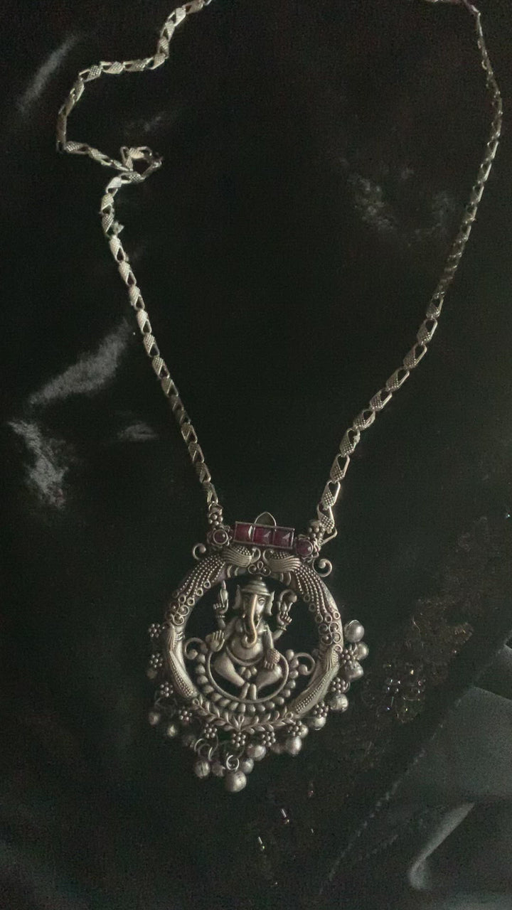 Antique Ganesha Pendant Long Necklace